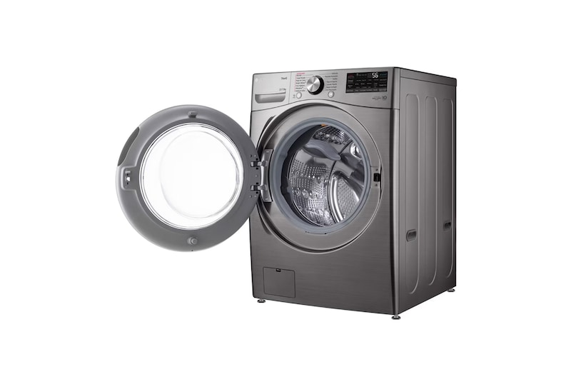 Lavadora LG WD22VV2S6BR vista frontal baja.